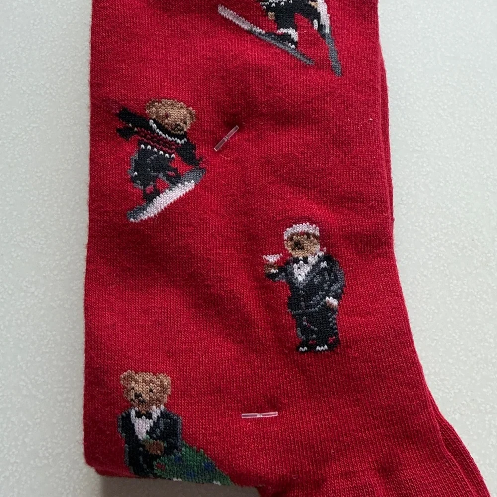 Polo RALPH LAUREN NWT Men’s Socks 2 Pair Martini‎ Bear Ski Snowboard Tree Skiing